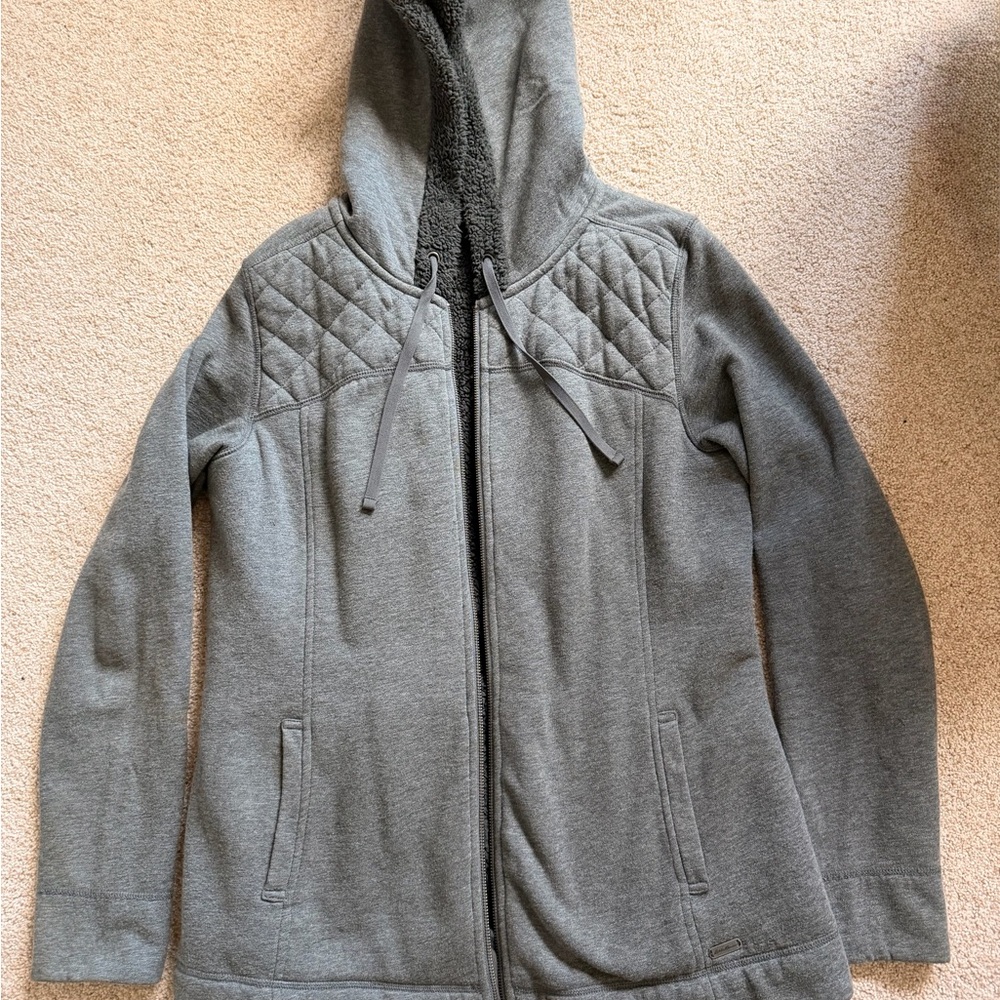 Women's Gray Quilted Hoodie Jacket